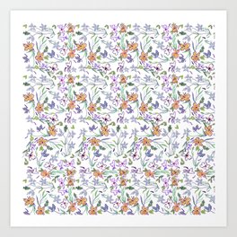 Simple Flowers on White Background Art Print