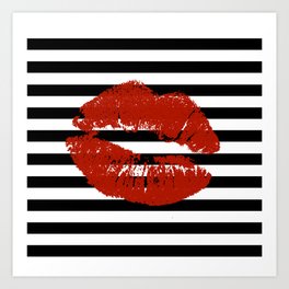 Stripes and Rust Kiss Art Print