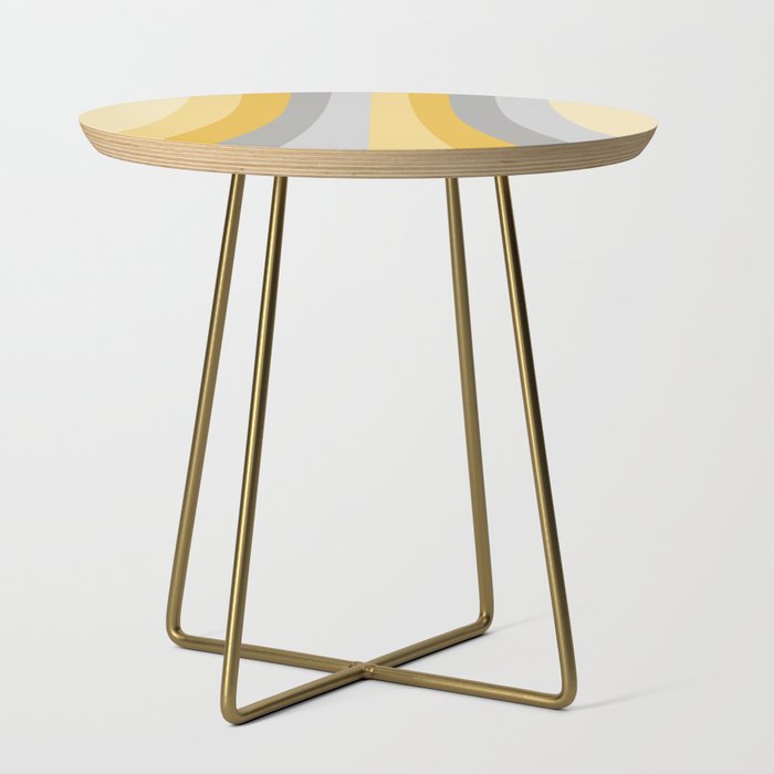 Yellow and Grey 70s Retro Abstract Rainbow Side Table
