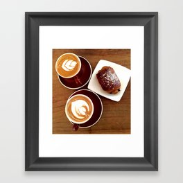 Coffee and croissant Framed Art Print