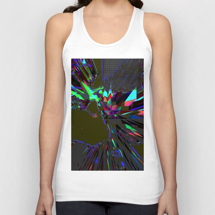 Seroenzyme Artsy atom look-alike, tiles, full of blocks, blurry and wavy colorful shapes of various sizes on plain wall Tank Top