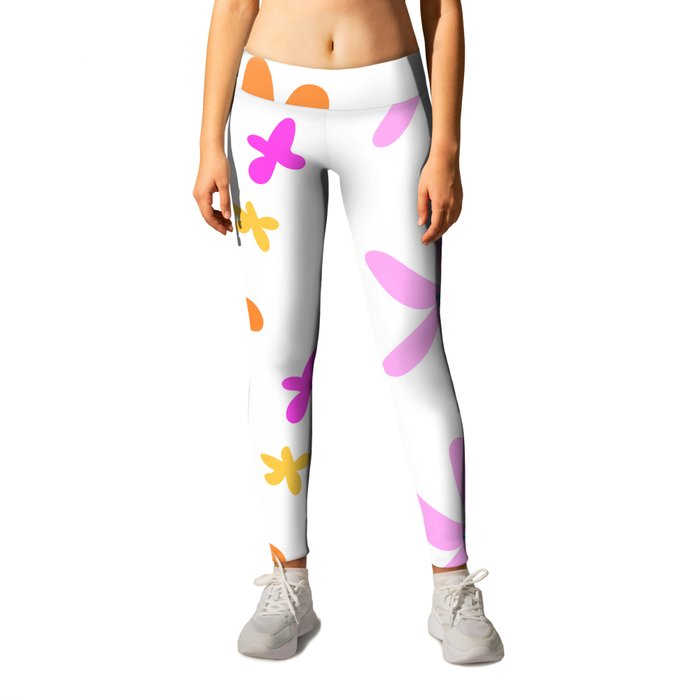 Blossom - Colourful Minimalistic Flower Art Pattern Design Leggings