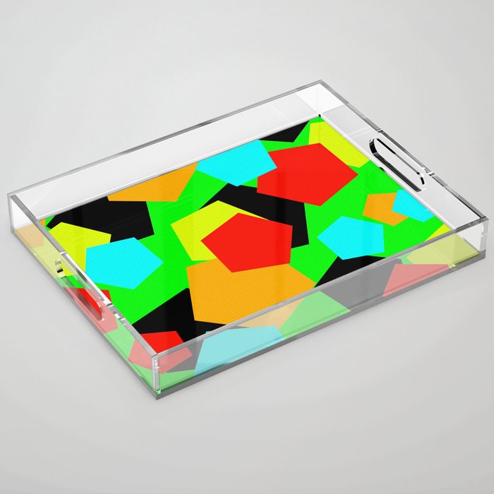 Neon Modern Abstract Colorful Shapes Collection Acrylic Tray