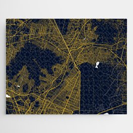 Ecatepec City Map of Mexico - Gold Art Deco Jigsaw Puzzle