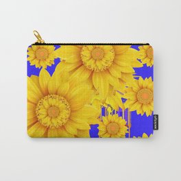 YELLOW SUNFLOWERS PATTERRN BLUE ABSTRACT ART Carry-All Pouch