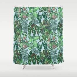 Begonia Pale Blue Shower Curtain