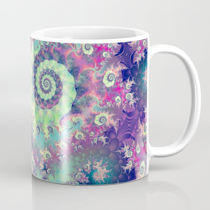 Violet Teal Sea Shells, Abstract Underwater Forest  Coffee Mug
