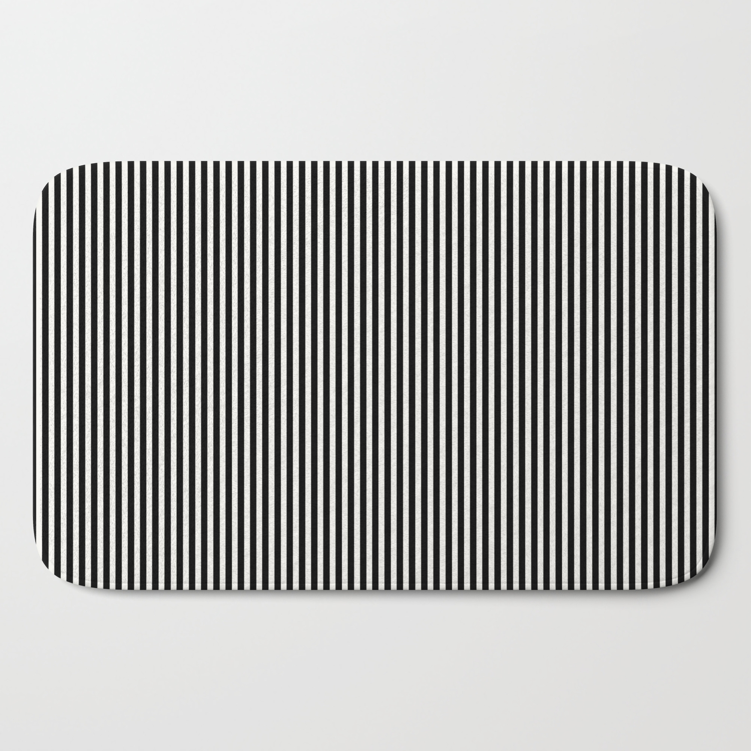 Large Black and White Cabana Stripe by Kirstiepaige on Bath Mat 17 x 24