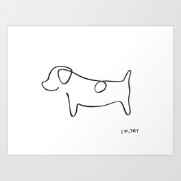 Abstract Jack Russell Terrier Dog Line Drawing Art Print