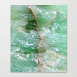 Crystalized Pale Green Quartz Slab with Copper Vein Canvas Print