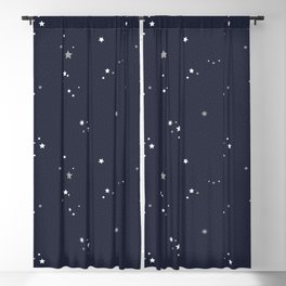 Starry Night Sky Blackout Curtain | Midnight Blue, Space, Blue, Outerspace, Starry, Navy Blue, Star Nursery, Sky, Stars, Grey 