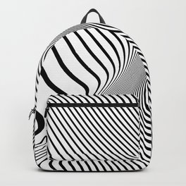 Optical art background. Wave design black and white. Digital image with a psychedelic stripes. Vintage illustration Abstract pattern. Texture with wavy, curves lines.  Backpack