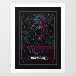 The Moon Neon Style Art Print