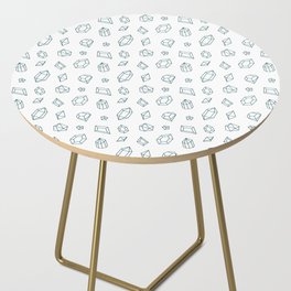 Teal Blue Gems Pattern Side Table