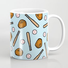 Baseball Pattern in Light Blue Coffee Mug
