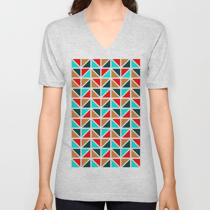 Abstract Geometric Christmas Pattern 11 V Neck T Shirt