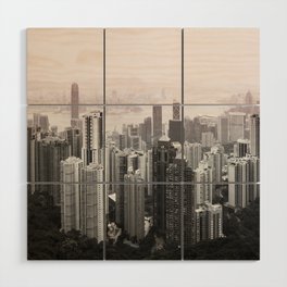 Hazy Hong Kong downtown view Wood Wall Art