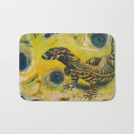 Fred the Goanna Bath Mat | Coastal, Wildlife, Dragonfly, Cute Animals, Impressionism, Yellow, Coryacornart, Summer, Oil, Lizard 
