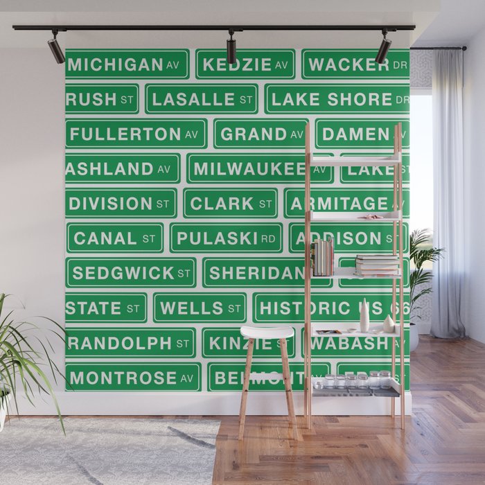 Famous Chicago Streets // Chicago Street Signs Wall Mural