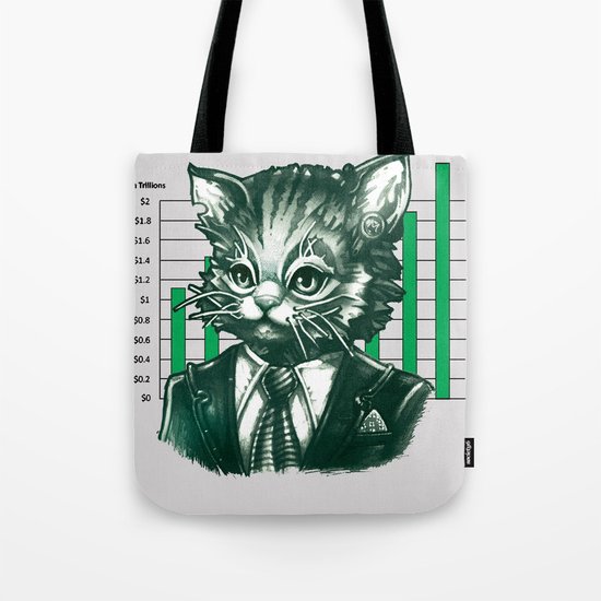 Blue Tooth Cat Deals in Trillions Tote Bag