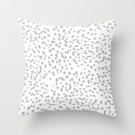 grey spots minimalist decor modern gifts grey and white polka dot brushstroke painting Throw Pillow