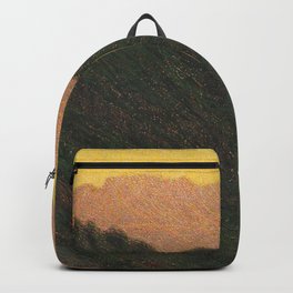 Golden Sunset Apennine Mountains Milan, Italy alpine landscape painting by Angelo Morbelli Backpack | Mountains, Lakelugano, Calabria, Florence, Varese, Lakemaggiore, Lombardy, Painting, Gold, Lakecomo 