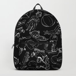 Black and White Toys Outline Pattern Backpack