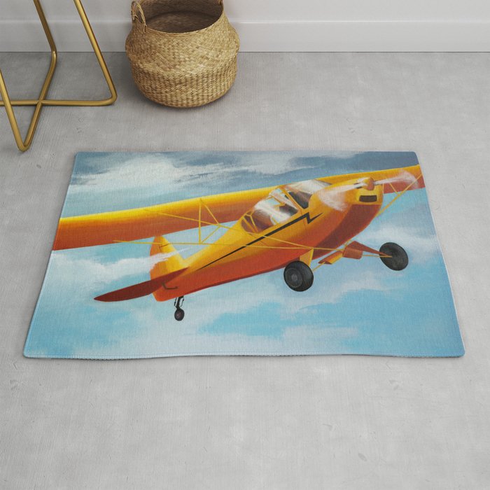 Yellow Plane, Blue Sky Rug