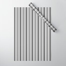 [ Thumbnail: Dim Grey & Light Gray Colored Stripes Pattern Wrapping Paper ]