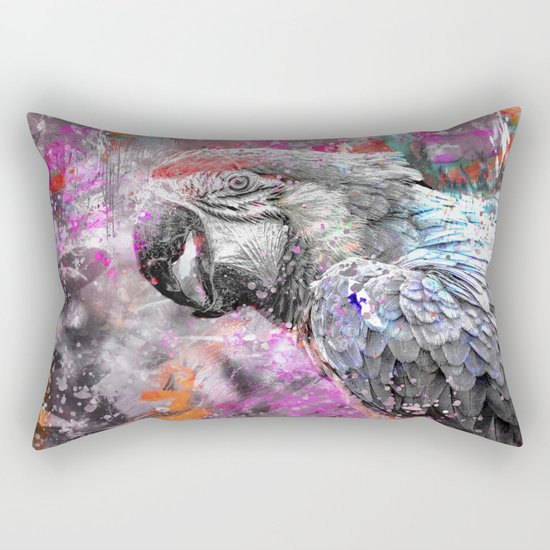 artsy parrot mixed media art Rectangular Pillow