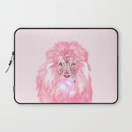 Lion Chewing Bubble Gum in Pink Laptop Sleeve