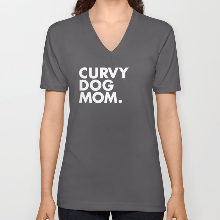 Curvy Dog Mom V Neck T Shirt