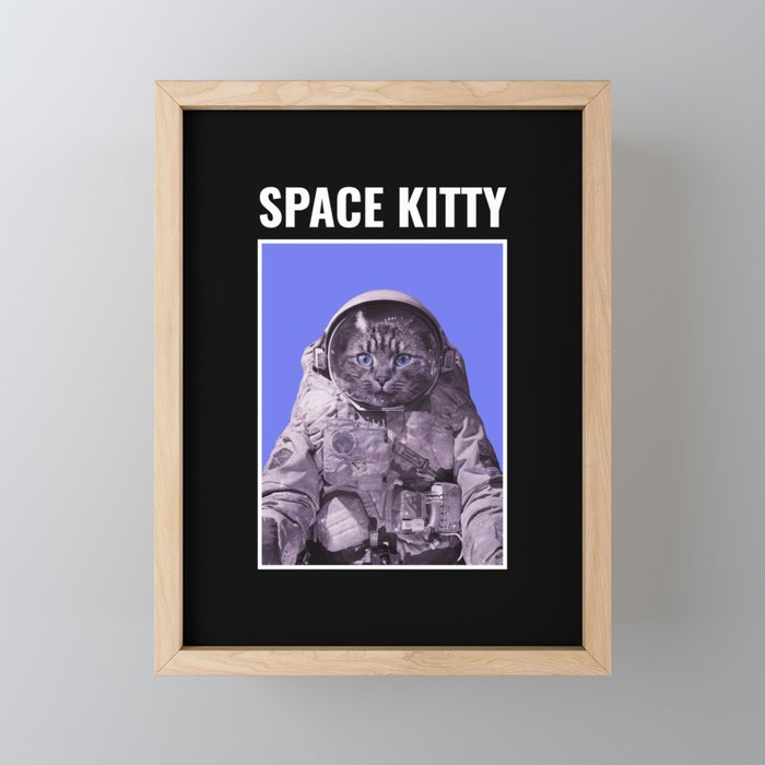 Space Kitty Framed Mini Art Print