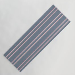 [ Thumbnail: Slate Gray, Pink, and Dark Grey Colored Lines Pattern Yoga Mat ]