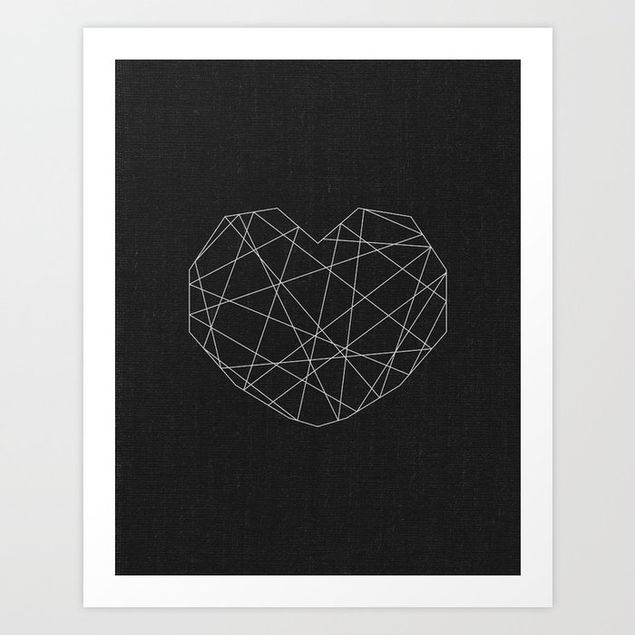 Abstract Geometrical Heart Black And White Modern Illustration