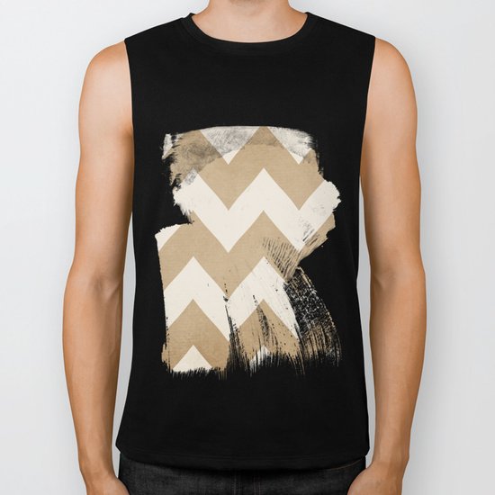 Biscotti & Vanilla - Beige Chevron Biker Tank