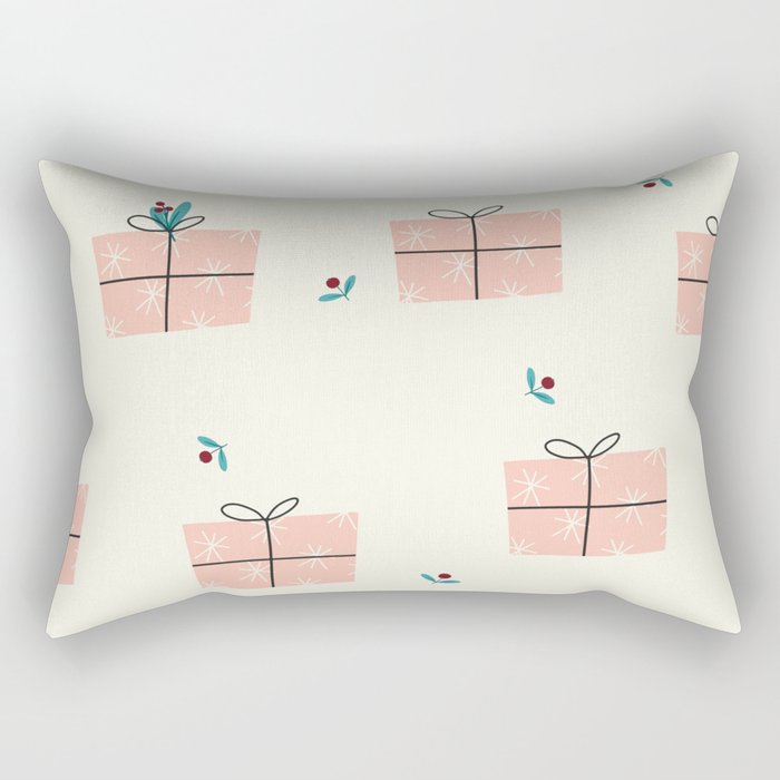 Pink Christmas Gift Boxes Pattern Rectangular Pillow