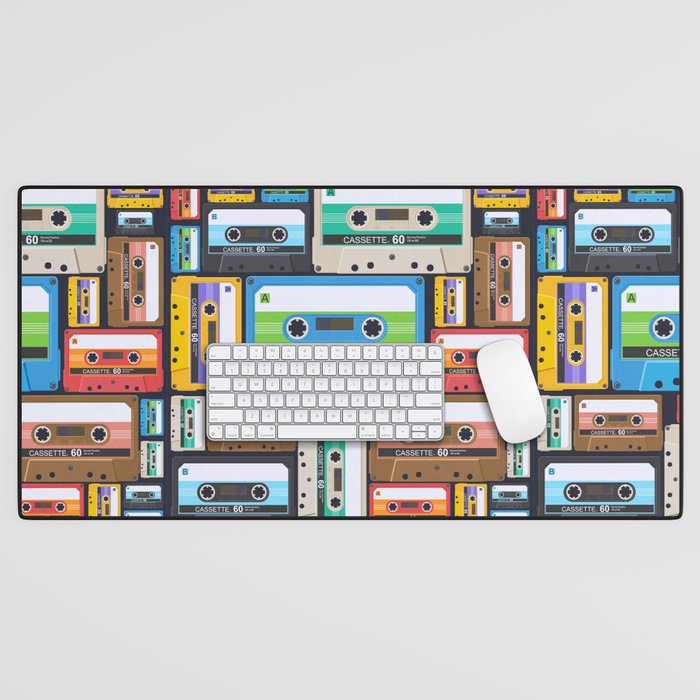Colorful cassettes pattern Desk Mat