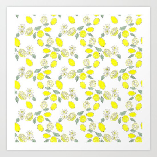 Watercolor . Lemon . Art Print