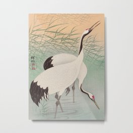 Two cranes in the lake - Japanese vintage woodblock print Metal Print | Asian, Swamp, Japanese, Storks, Ukiyo E, Herons, Heron, Japan, Oharakoson, Stork 