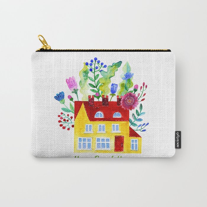Home Sweet Home. Watercolor illustration Carry-All Pouch