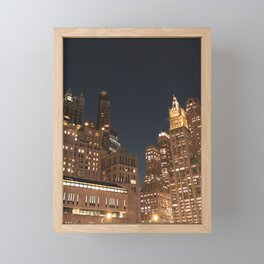 Skyscrapers in New York City | Night Photography Framed Mini Art Print