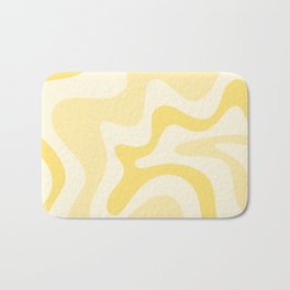 Retro Liquid Swirl Abstract Square in Soft Pale Pastel Yellow Bath Mat