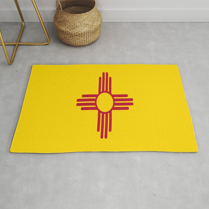 Flag New Mexico Usa America Sun Zia Sun Symbol New Mexican Albuquerque Las Cruces Santa Fe Roswell Rug By Oldking Society6