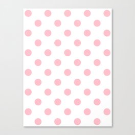 Polka Dots - Pink on White Canvas Print