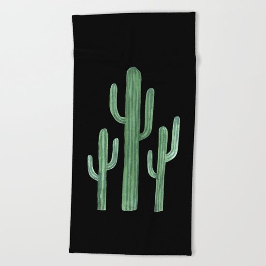 Classic Cactus Black Beach Towel