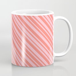 [ Thumbnail: Salmon and Pink Colored Lined Pattern Coffee Mug ]