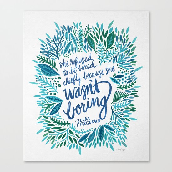 Zelda Fitzgerald – Blue on White Canvas Print