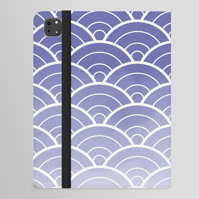 Very Peri Ombre Japanese Waves Pattern (Pantone Very Peri) iPad Folio Case