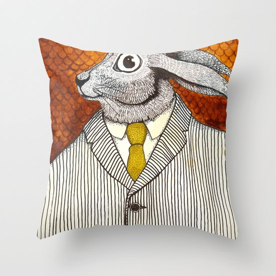 El conejo careta Throw Pillow